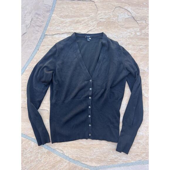Boss Hugo Boss Womens Button Fornt V Neck Cardigan Sweater Black Size Large - Picture 1 of 5
